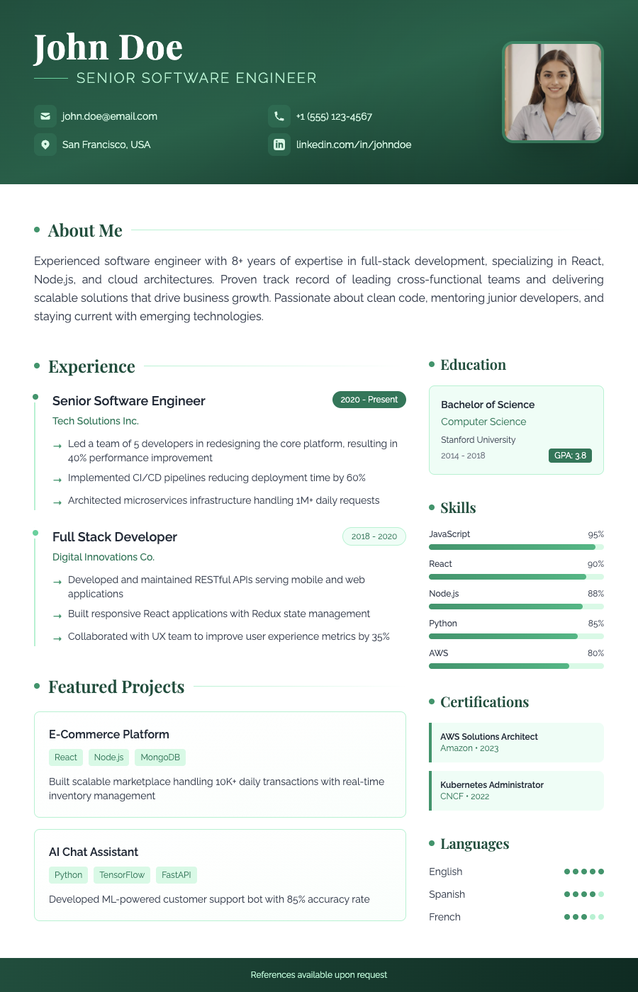 Elegant CV Template Preview